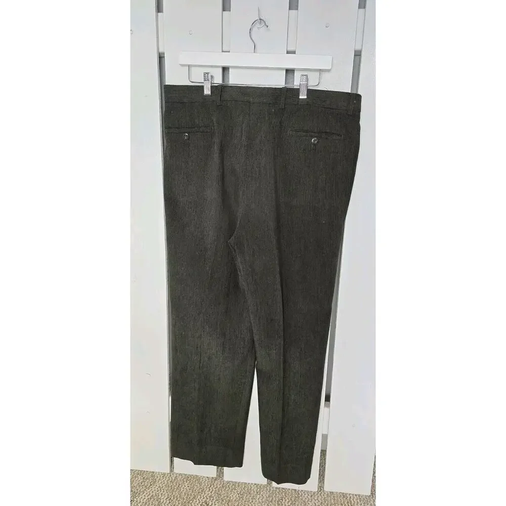 St Croix Lot Corduroy Pleated Wool Blend Dress Pants Men 36x29 Brown Black Italy